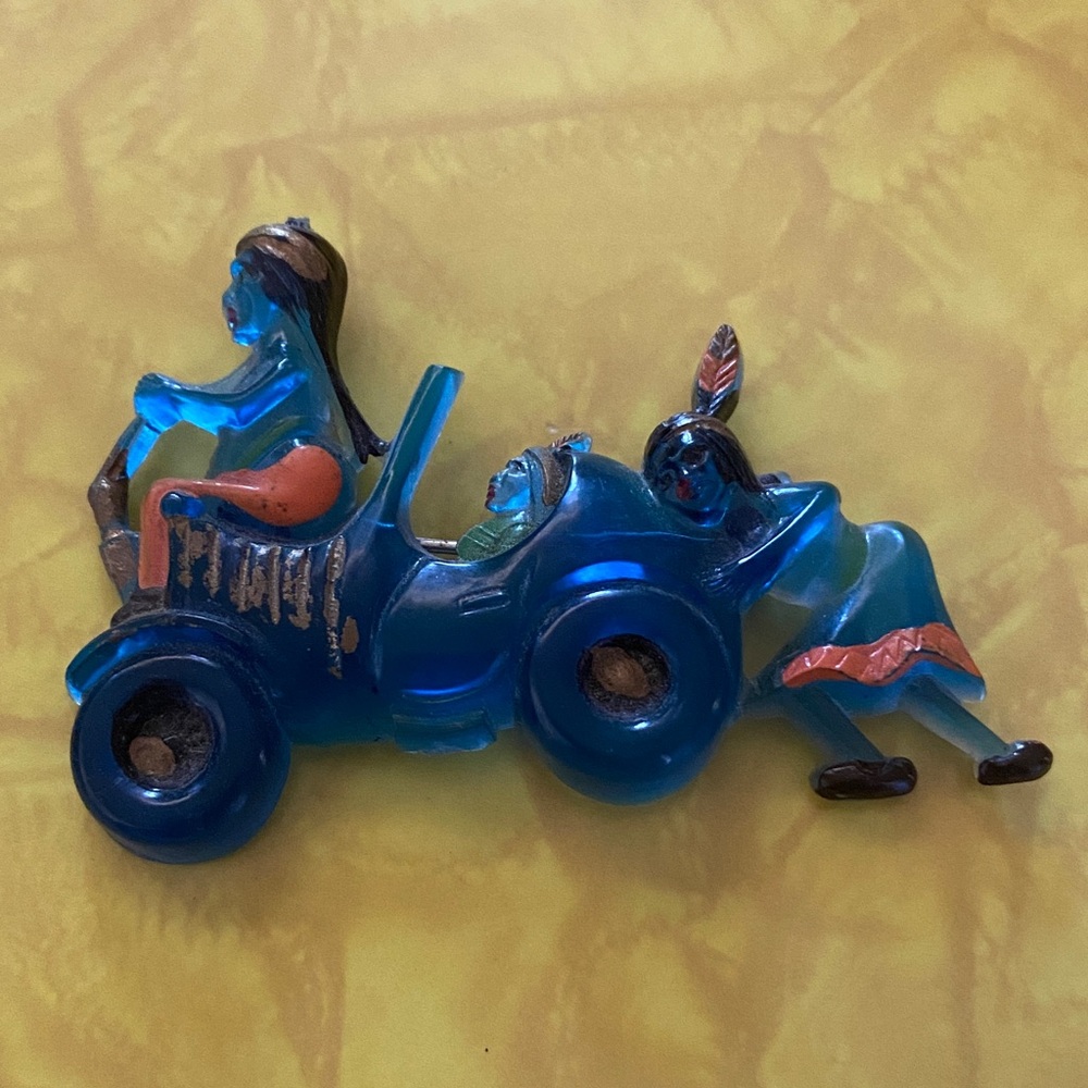 Blue and Orange Vintage Resin Pin